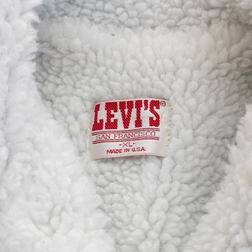 Vntg 90s Levi's Sherpa Lined Denim Jacket XL Fits‎ L USA Men's Trucker Blue Jean